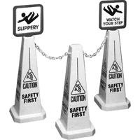 C&ocirc;nes de d&eacute;viation Lamba  Caution , Anglais avec pictogramme Cintas