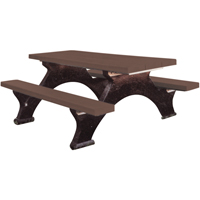 Recycled Plastic Picnic Tables, 6' L x 62-1/4" W, Brown Cintas