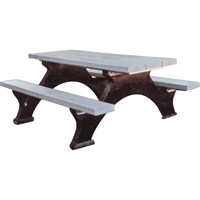 Recycled Plastic Picnic Tables, 8' L x 62-1/4" W, Grey Cintas