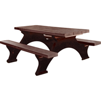 Recycled Plastic Picnic Tables, 8' L x 61-1/2" W, Brown Cintas
