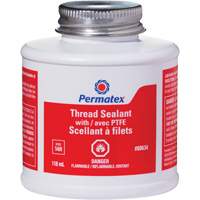 Thread Sealant with PTFE, Brush Top Bottle, 118 ml, -54°C - 150°C/-65°F - 300°F Cintas