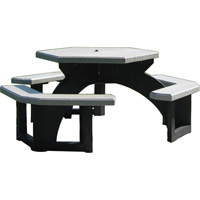Recycled Plastic Hexagon Picnic Tables, 78" L x 78" W, Grey Cintas