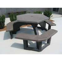 Recycled Plastic Hexagon Picnic Tables, 78" L x 78" W, Brown Cintas