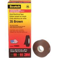 Scotch&reg; Vinyl Colour Coding Electrical Tape, 19 mm (3/4") W x 20 m (66') L, 7 mils, Brown Cintas