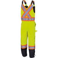 5041BB Waterproof Quilted Bib Pants, Polyester, Large, High Visibility Lime-Yellow Cintas