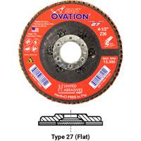 OVATION MEULE LAMELLE41/2X5/811 GRAIN36, 4-1/2" x 5/8"-11, Type 27, Grain 36, Zirconium Cintas