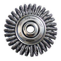 TufBrush Knot Wire Wheel Brush, 4" Dia., 0.02" Fill, 5/8"-11 Arbor, Steel Cintas