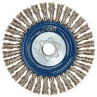 Brosse &agrave; fils nou&eacute;s pour cordons de soudure pour meuleuse angulaire, Dia. 5", Fils 0,02", Arbre 5/8"-11, Acier inoxydable Cintas