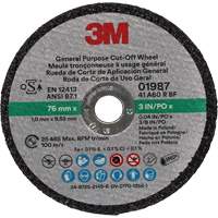 General Purpose Cut-Off Wheel, 01987, 3" x 0.04"/1/32", 3/8" Arbor, Aluminum Oxide Cintas