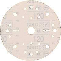 Hookit Gold Abrasive Disc, 6" Dia., 120 Grit, Aluminum Oxide, C-Weight Cintas
