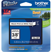 Cartouches de ruban Tze, 9 mm x 314,96" ou 8 m, Noir sur blanc Cintas