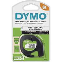 Labels for LetraTag Plus LT100-H, 12 mm x 13', Black on White Cintas