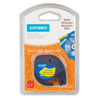Labels for LetraTag Plus LT100-H, 12 mm x 13', Black on Yellow Cintas