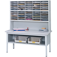 Mobilier E-Z Sort pour la salle du courrier- Tables de tri avec tablette-Dessus de table, 60" la x 28" p x 36" h, Stratifi&eacute; Cintas