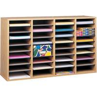 Casier &agrave; compartiments r&eacute;glable pour documentation, Stationnaire, 36 fentes, Bois, 39-1/4" la x 11-3/4" p x 24" h Cintas