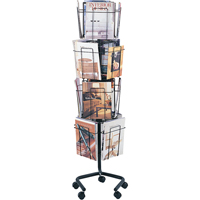 Pr&eacute;sentoirs pivotants pour documentation, Rotatif, 16 fentes, Fil m&eacute;tallique, 15" la x 15" p x 60" h Cintas