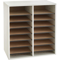 Casier &agrave; compartiments r&eacute;glable pour documentation, Stationnaire, 16 fentes, Bois, 19-1/2" la x 11-3/4" p x 21" h Cintas