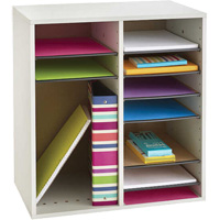 Casier &agrave; compartiments r&eacute;glable pour documentation, Stationnaire, 16 fentes, Bois, 19-1/2" la x 11-3/4" p x 21" h Cintas
