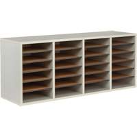 Casier &agrave; compartiments r&eacute;glable pour documentation, Stationnaire, 24 fentes, Bois, 39-1/4" la x 11-3/4" p x 16-1/4" h Cintas