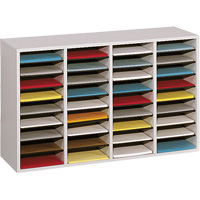 Casier &agrave; compartiments r&eacute;glable pour documentation, Stationnaire, 36 fentes, Bois, 39-1/4" la x 11-3/4" p x 24" h Cintas