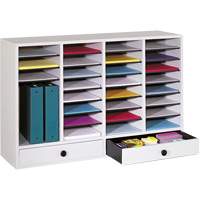 Casier &agrave; compartiments r&eacute;glable pour documentation, Stationnaire, 34 fentes, Bois, 39-1/4" la x 11-3/4" p x 25-1/4" h Cintas