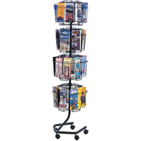 Pr&eacute;sentoirs pivotants pour documentation, Rotatif, 32 fentes, Fil m&eacute;tallique, 15" la x 15" p x 60" h Cintas