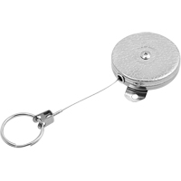 Self Retracting Key Chains, Chrome, 48" Cable, Mounting Bracket Attachment Cintas