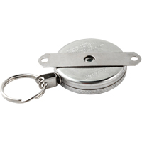 Self Retracting Key Chains, Chrome, 48" Cable, Mounting Bracket Attachment Cintas