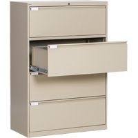 Lateral Filing Cabinet, Steel, 4 Drawers, 36" W x 18" D x 53-3/8" H, Beige Cintas