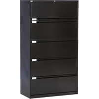 Lateral Filing Cabinet, Steel, 5 Drawers, 36" W x 18" D x 65-1/2" H, Black Cintas