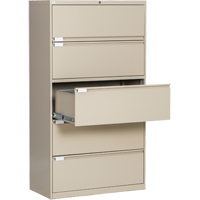 Lateral Filing Cabinet, Steel, 5 Drawers, 36" W x 18" D x 65-1/2" H, Beige Cintas