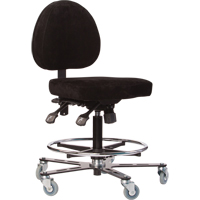 TF180 Welding Grade Ergonomic Stools, Suede, Black, 300 lbs. Capacity Cintas