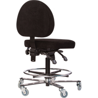 TF180 Welding Grade Ergonomic Stools, Suede, Black, 300 lbs. Capacity Cintas