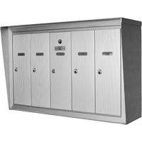 Boîtes aux lettres plateforme unique, Fixation Mural, 16" x 5-1/2", 8 portes, Aluminium Cintas
