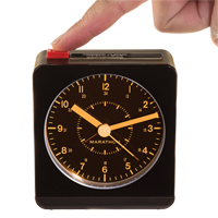 Desk Alarm Clock, Analog, Battery Operated, 3.5" W x 1.5" D x 3.75" H, Black Cintas