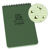 Pocket Top-Spiral Notebook, Soft Cover, Green, 100 Pages, 4" W x 6" L Cintas