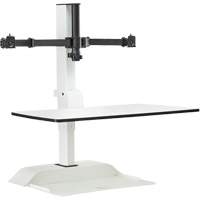 Bureau &eacute;lectrique assis/debout Soar avec bras d&eacute;cran double, Mod&egrave;le de bureau, 37-1/4" h x 27-3/4" la x 22" p, Blanc Cintas