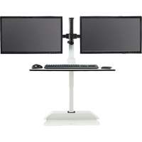 Bureau &eacute;lectrique assis/debout Soar avec bras d&eacute;cran double, Mod&egrave;le de bureau, 37-1/4" h x 27-3/4" la x 22" p, Blanc Cintas