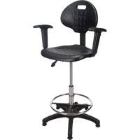 Tabouret ergonomique robuste avec accoudoirs r&eacute;glables, Stationnaire, Ajustable Hauteur, Capacit&eacute; 250 lb Cintas