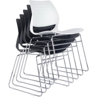 Stacking Chairs, Polypropylene, 32" High, 250 lbs. Capacity, Black Cintas