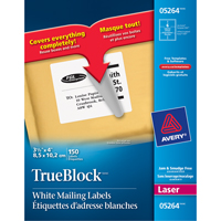 &eacute;tiquettes d'exp&eacute;dition au laser TrueBlock, 3-1/3" la x 4" la x Blanc Cintas