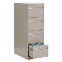 Classeur vertical &agrave; poign&eacute;es encastr&eacute;es, 4 tiroirs, 18.15" la x 26.56" p x 52" h, Beige Cintas