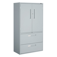 Multi-Stor Cabinet, Steel, 3 Shelves, 65-1/4" H x 36" W x 18" D, Grey Cintas