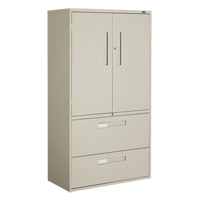 Multi-Stor Cabinet, Steel, 3 Shelves, 65-1/4" H x 36" W x 18" D, Beige Cintas