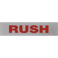 "Rush" Special Handling Labels, 5" L x 2" W, Black on Red Cintas
