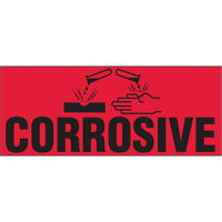 "Corrosive" Special Handling Labels, 5" L x 2" W, Black on Red Cintas