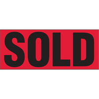"Sold" Special Handling Labels, 5" L x 2" W, Black on Red Cintas