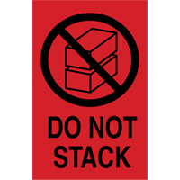 "Do Not Stack" International Shipping Labels, 6" L x 4" W, Black on Red Cintas