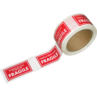 Pre-Printed Message Tapes, 1-7/8" W, White on Red Cintas
