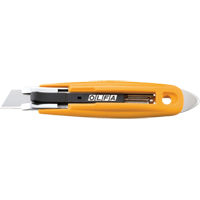 Self-Retracting Safety Knife with Tape Slitter, 17.5 mm, Carbon Steel, Plastic Handle Cintas